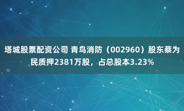塔城股票配资公司 青鸟消防（002960）股东蔡为民质押2381万股，占总股本3.23%