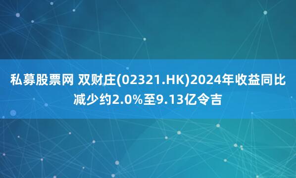 私募股票网 双财庄(02321.HK)2024年收益同比减少约2.0%至9.13亿令吉