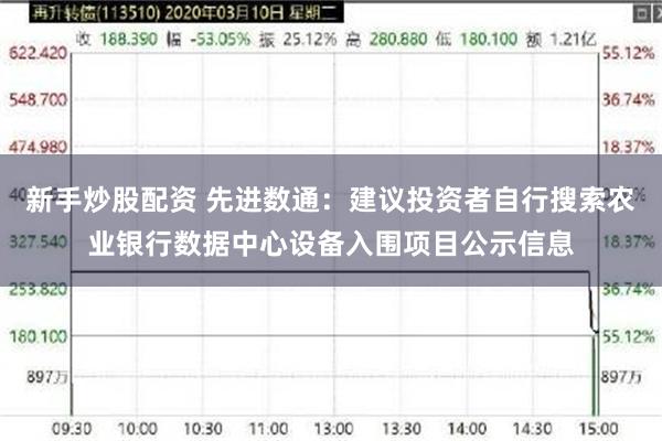 新手炒股配资 先进数通：建议投资者自行搜索农业银行数据中心设备入围项目公示信息