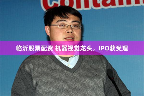 临沂股票配资 机器视觉龙头，IPO获受理