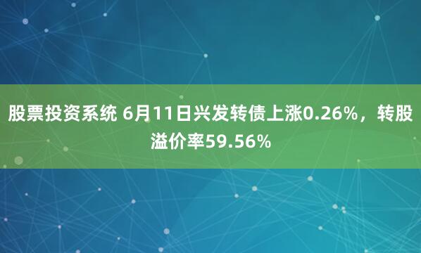 股票投资系统 6月11日兴发转债上涨0.26%，转股溢价率59.56%
